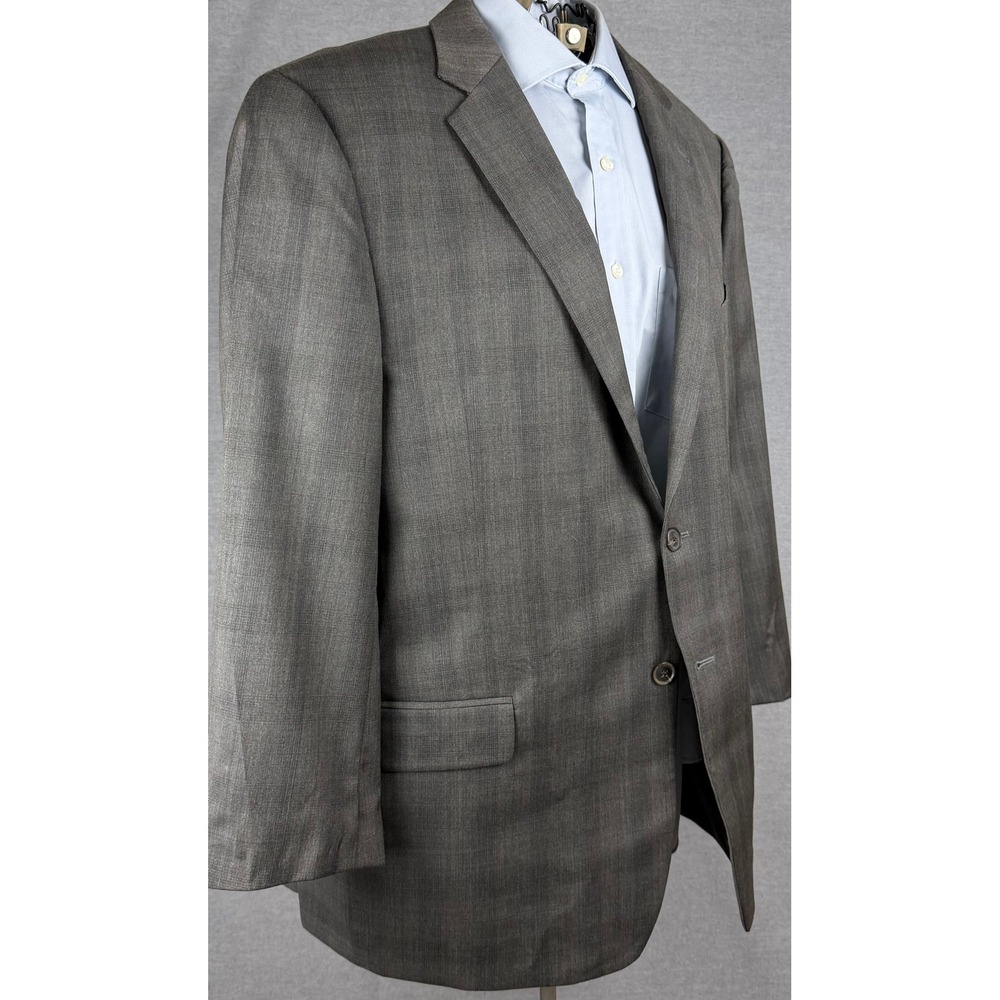 Joseph Abboud Mens 46R Blazer Gray Plaid Super 120s Wool Sport‎ Coat 1402/2F